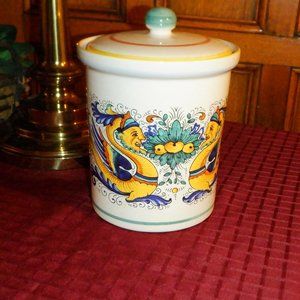 DERUTA Ceramiche ~ CANISTER / Sealable  Lid ~ RAFFALLESO Pattern Made in Italy